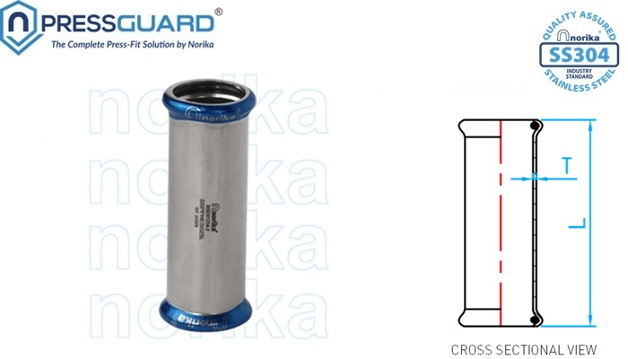 Norika SS304 Press Fit Long Equal Socket bsen 1254 detail