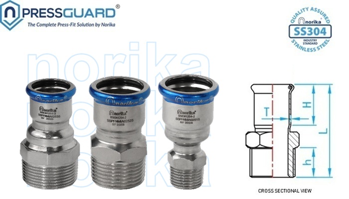 Norika SS304 Press Fit MI Adaptor detail BSEN1254-2