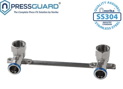 Norika SS304 Press Fit Double Elbow Wall Mounted Plate