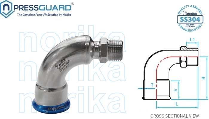 Norika SS304 Press Fit MI 90 Deg Elbow Detail